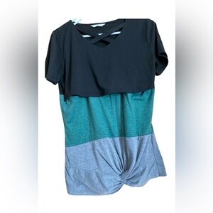 Amazon fashions maternity nursing T-shirt black green medium